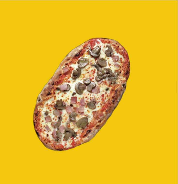 Pizza jamón y champiñón